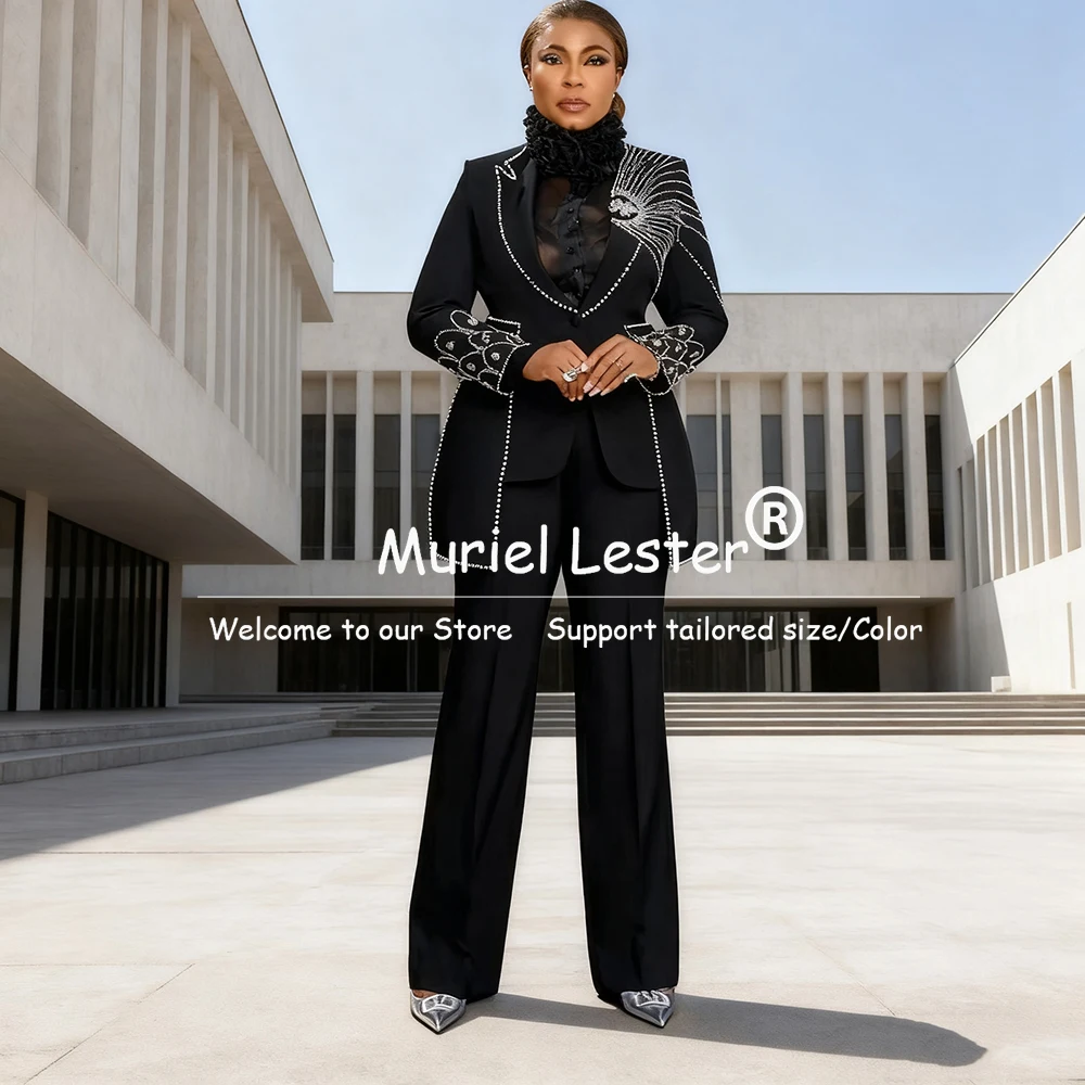 

Exquisite Pearls Women Suits For Wedding Guest Party Blazers Customized 2 Pieces Jacket Pants Lady Business Party Tuxedos 2026