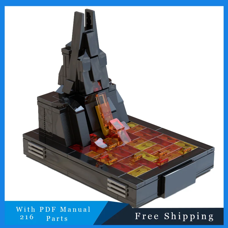 

216 деталей, серия Star Battle, средневековый замок из лавовой горры, модульный строительный блок, модель детской сборки, демонстрационная игрушка, рождественские подарки