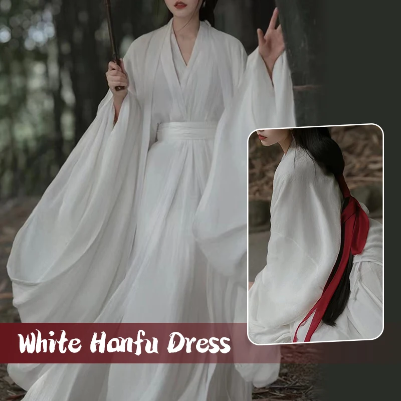 3Pcs / Set Woman Chinese Traditional Hanfu Dress Tang Dynasty Style Performance Cosplay Fairy Princess Dress Ancient White Hanfu