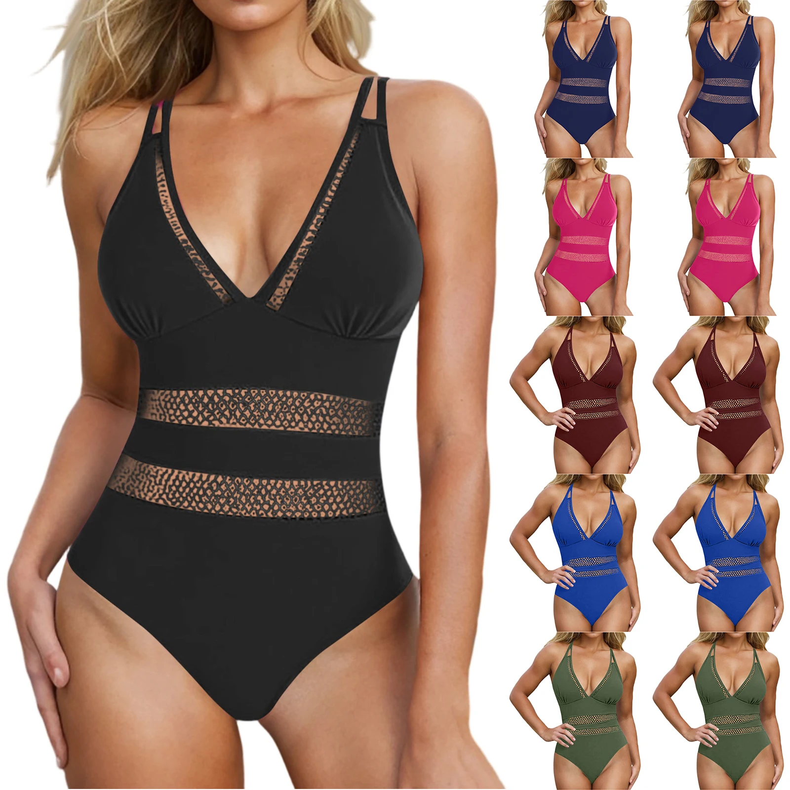 Coussin de poitrine sans Support en acier maillot de bain couleur unie maillot de bain une pièce dames à la mode et Sexy Bikini