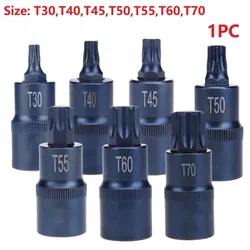 Punta per cacciavite Torx Adattatore per punte a bussola da 1/2 pollice T30 T40 T45 T50 T55 T60 T70 Adattatore per presa Torx Utensile manuale per chiavi a cricchetto