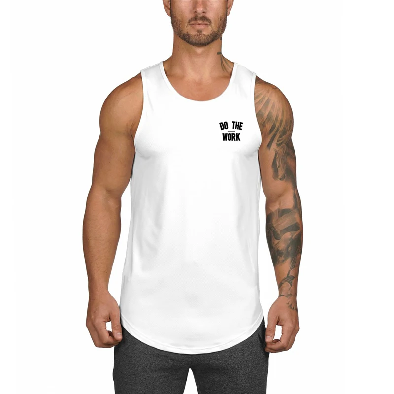 Mens Summer Pumping iron Vests Plain Mesh Quick Dry Sleeveless Gym Workouts Tank Top Breathable Fitness Bodybuilding Sport Shirt