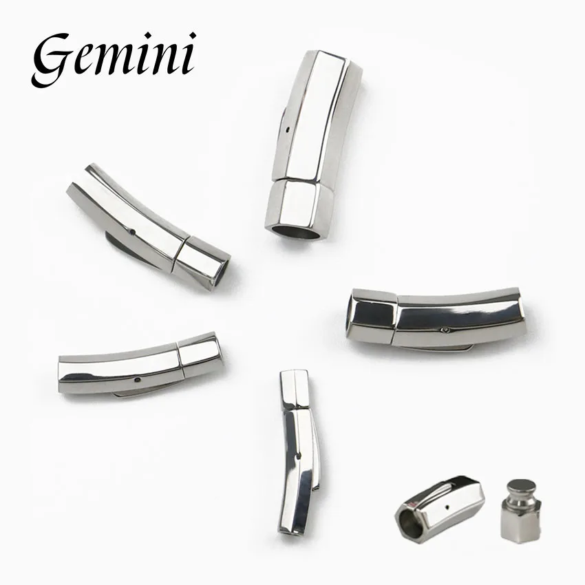 2PCs Stainless Steel Bayonet Clasps 3/4/5/6/8mm Hole Hexagon Push Lock Leather Cord Clasp DIY Bracelet Jewelry Making Supplies