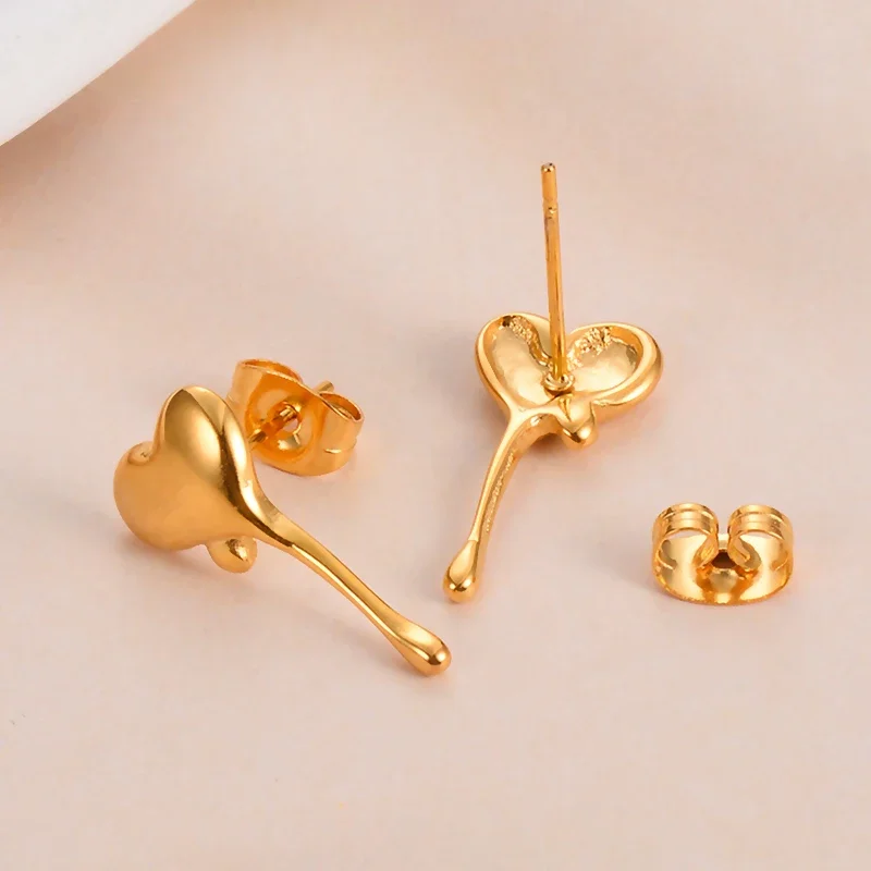 

New Asymmetric Romantic Heart Earrings Fashion Stainless Steel Irregular Ear Stud Woman Party Accessories Gifts
