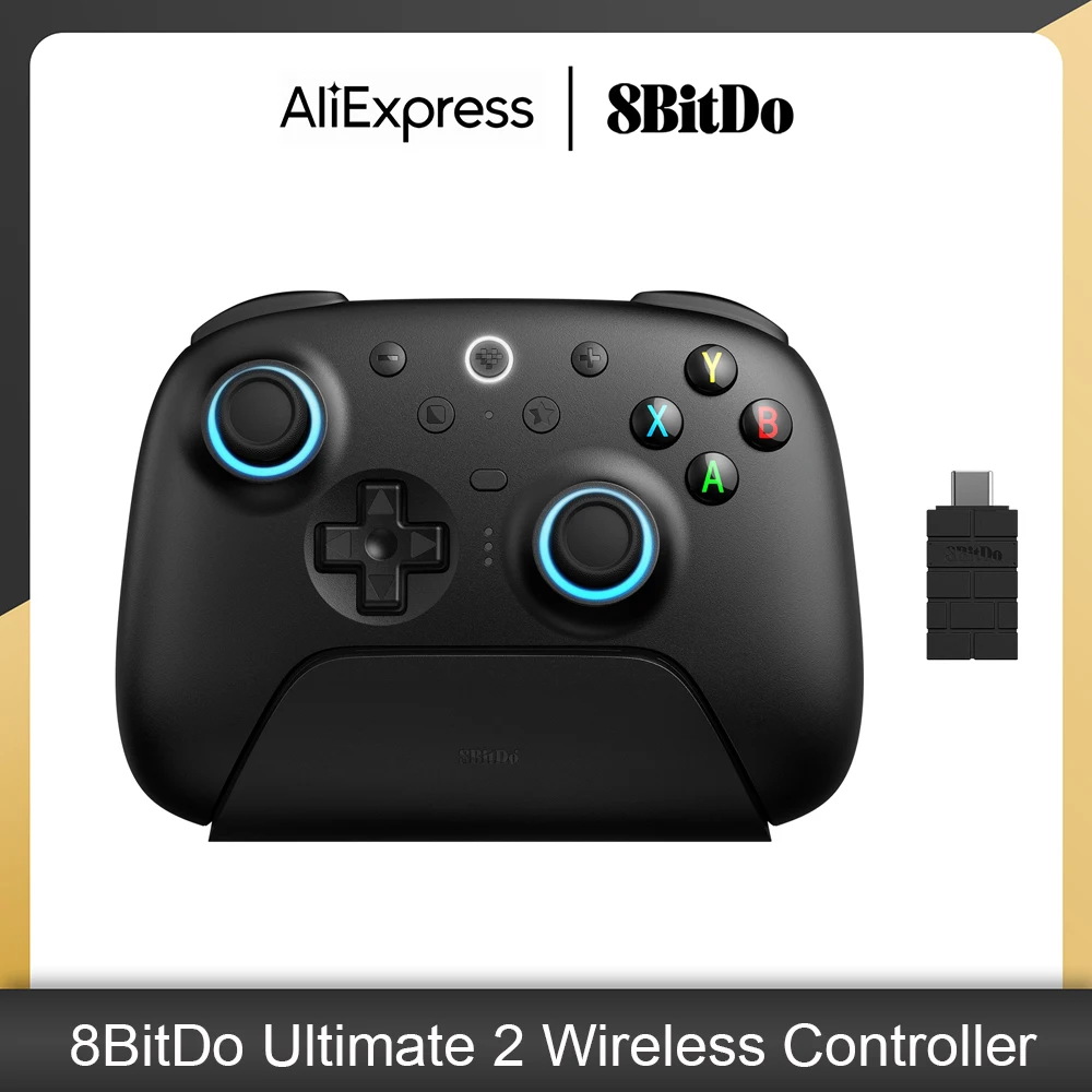 8BitDo Ultimate 2 Wireless Controller with TMR Joystick Hall Effect Tiggers RGB Lighting 8Speed Gamepad for Windows Android