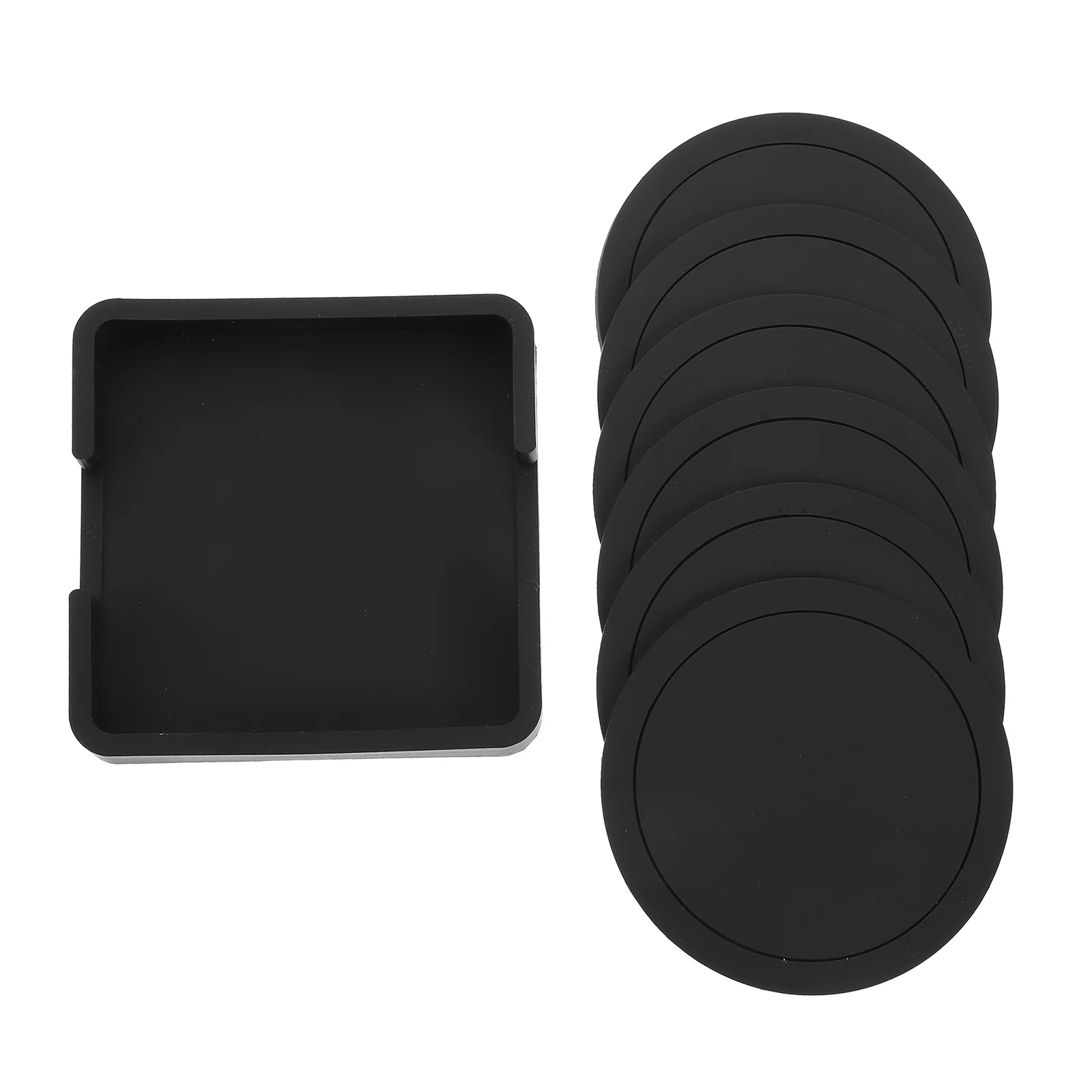 

7pcs Silicone Coaster Heat Insulation Mat Desktop Cup Pads Non Skid Mug Mat for Coffee Tea Black Mats Coasters