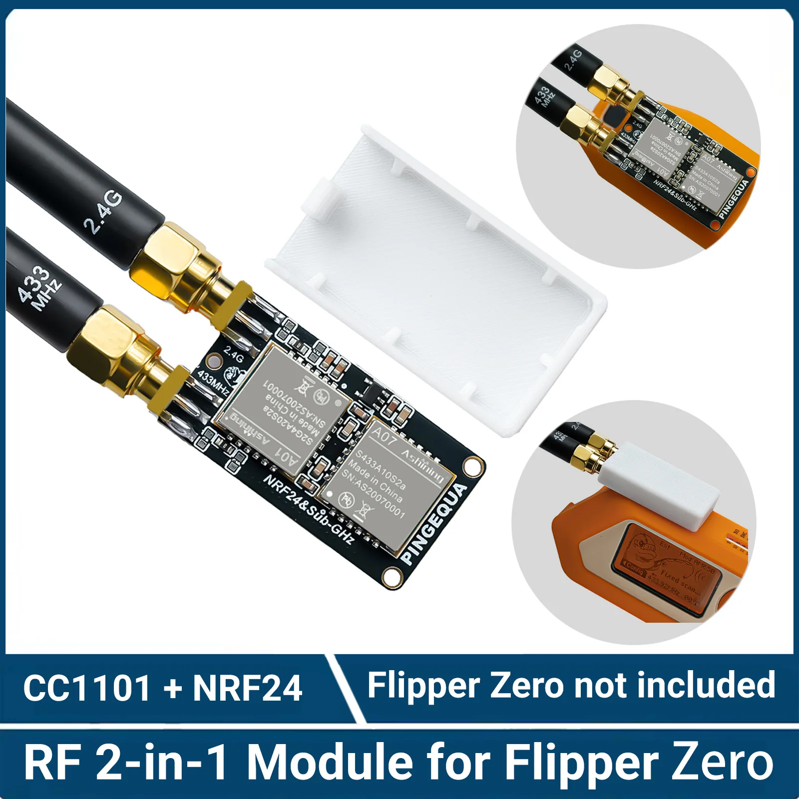 

Flipper Zero 2-in-1 RF Development Board NRF24 + CC1101 Wireless Module 2.4GHz & 433MHz Auto Switch Plug and Play