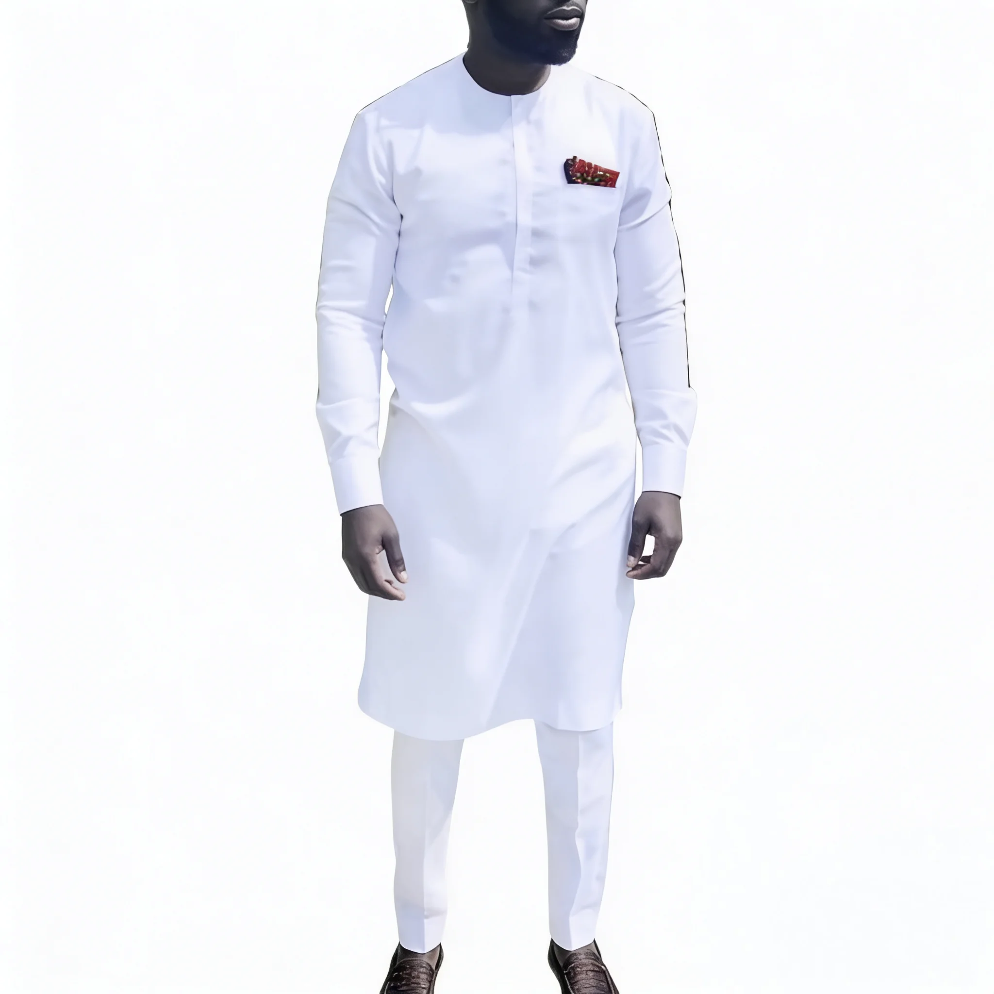 Nigerian Shirts With trousers Solid White Pant Sets Senator Style Male Groom Suits Custom Party Outfits Custom African Clothes
