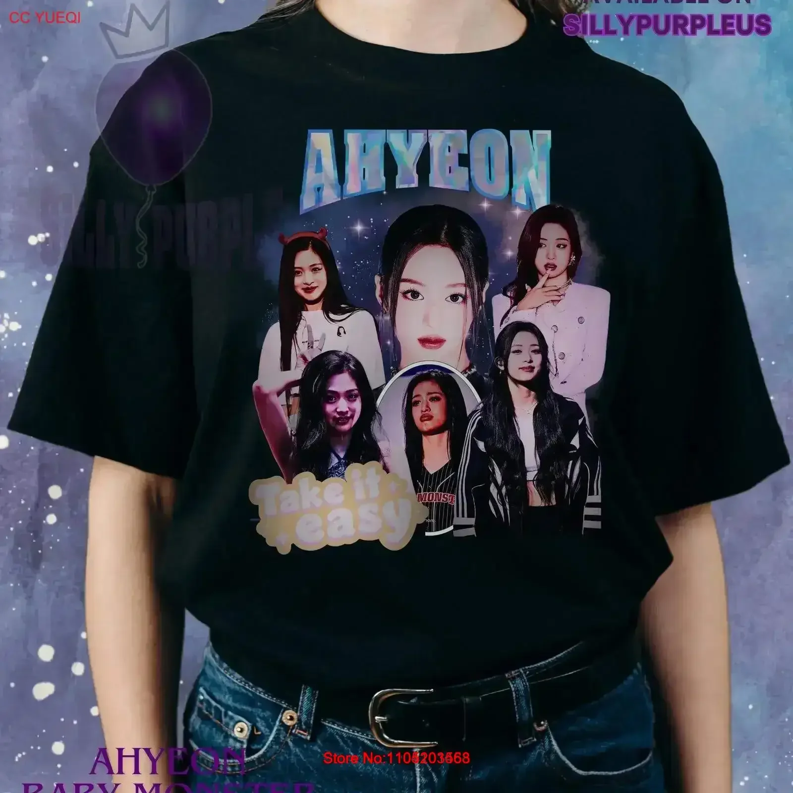 Vintage Ahyeon Baby Monster T Shirt Trendy Kpop Style Limited Edition Fanart Washed designer clothes Breathable vintage Washed