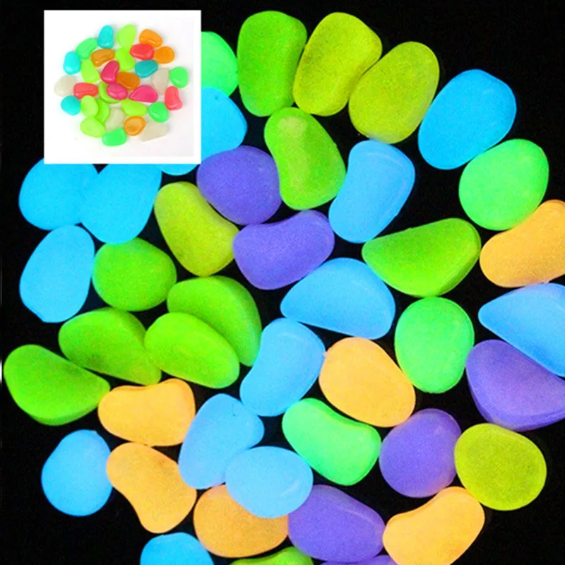 30pcs Luminous Stones 2.5cm Glow in the Dark Pebbles Aquarium Landscape Outdoor Decor Garden Decoration Gravel