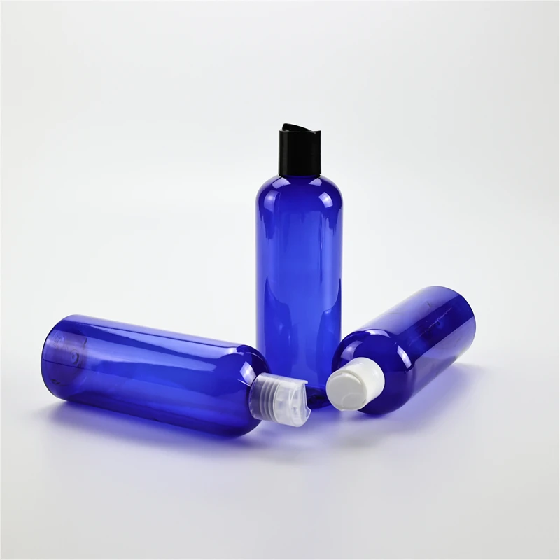 

300ML X 20 Empty Blue Plastic Cosmetics Lotion Bottle With Plastic Disc Top Lid Shampoo PET Containers Cosmetic Packing Bottles