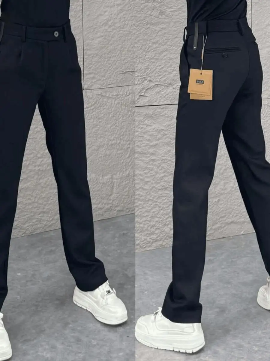 

Slim Fit Men's Casual Pants Pure Color Busin Faion Trendy Trousers Autumn New Arrival European Sle l Waist Zipper