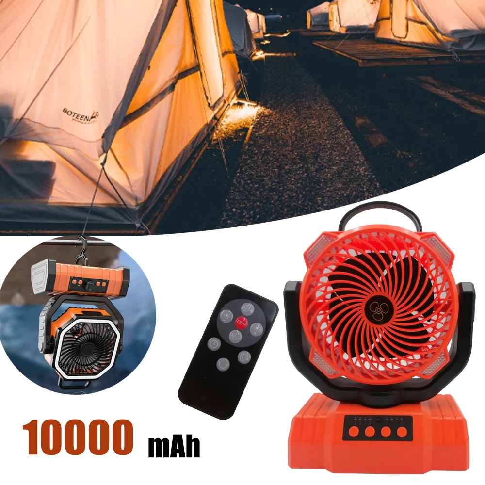 Ventilador LED eléctrico portátil de 30000mAh con luz, para acampar al aire libre, con gancho, carga USB, ventilador de escritorio para senderismo, pesca, picnic, emergencias