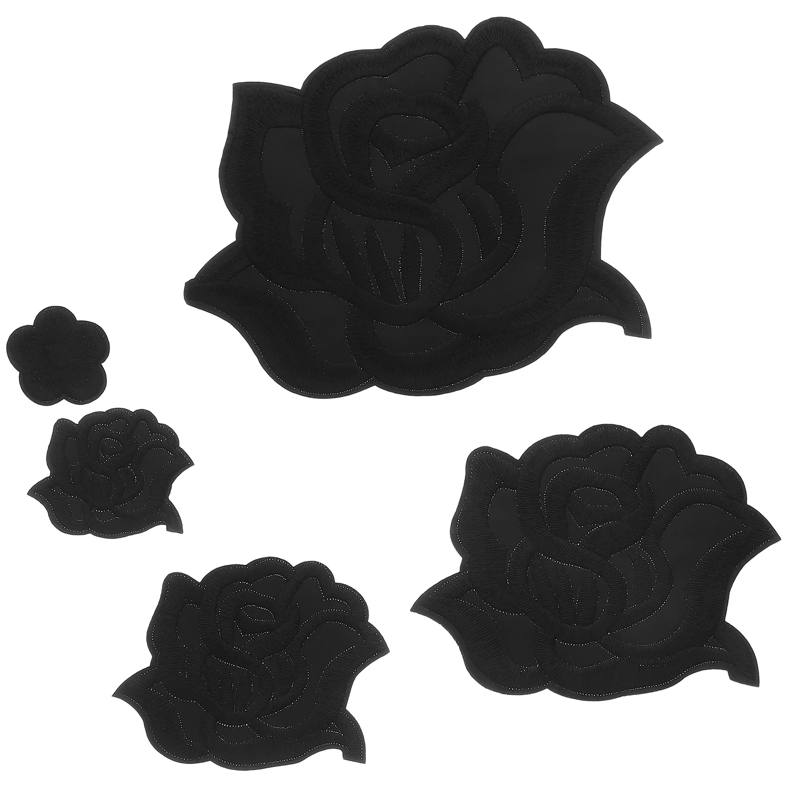 

Iron Rose Patch Black Cap Patches for Clothes Computer Cotton Embroidered Flower