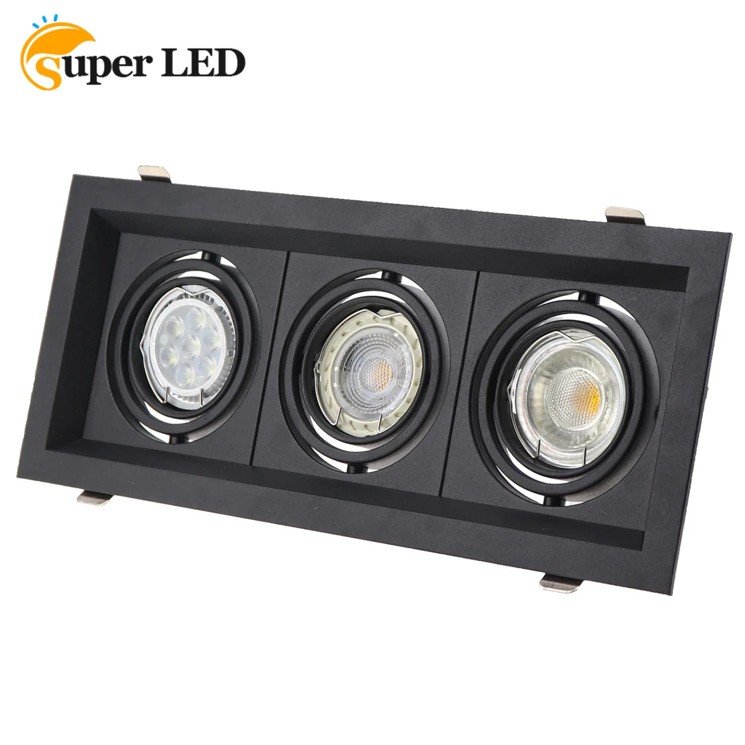 LED Recessed Spotlights Aluminum Alloy GU10 Single Black White Cut Hole 1/2/3 LED Light Fixture