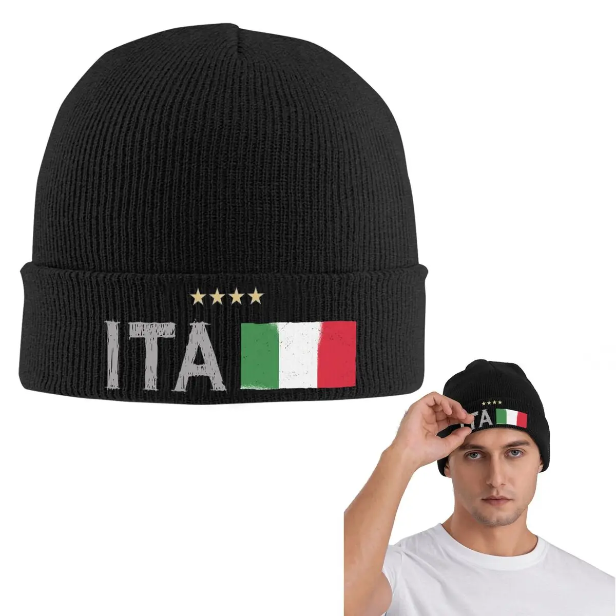 

Italia теплая вязаная шапка модная шапка-капот осень-зима уличные шапки шапки для взрослых унисекс