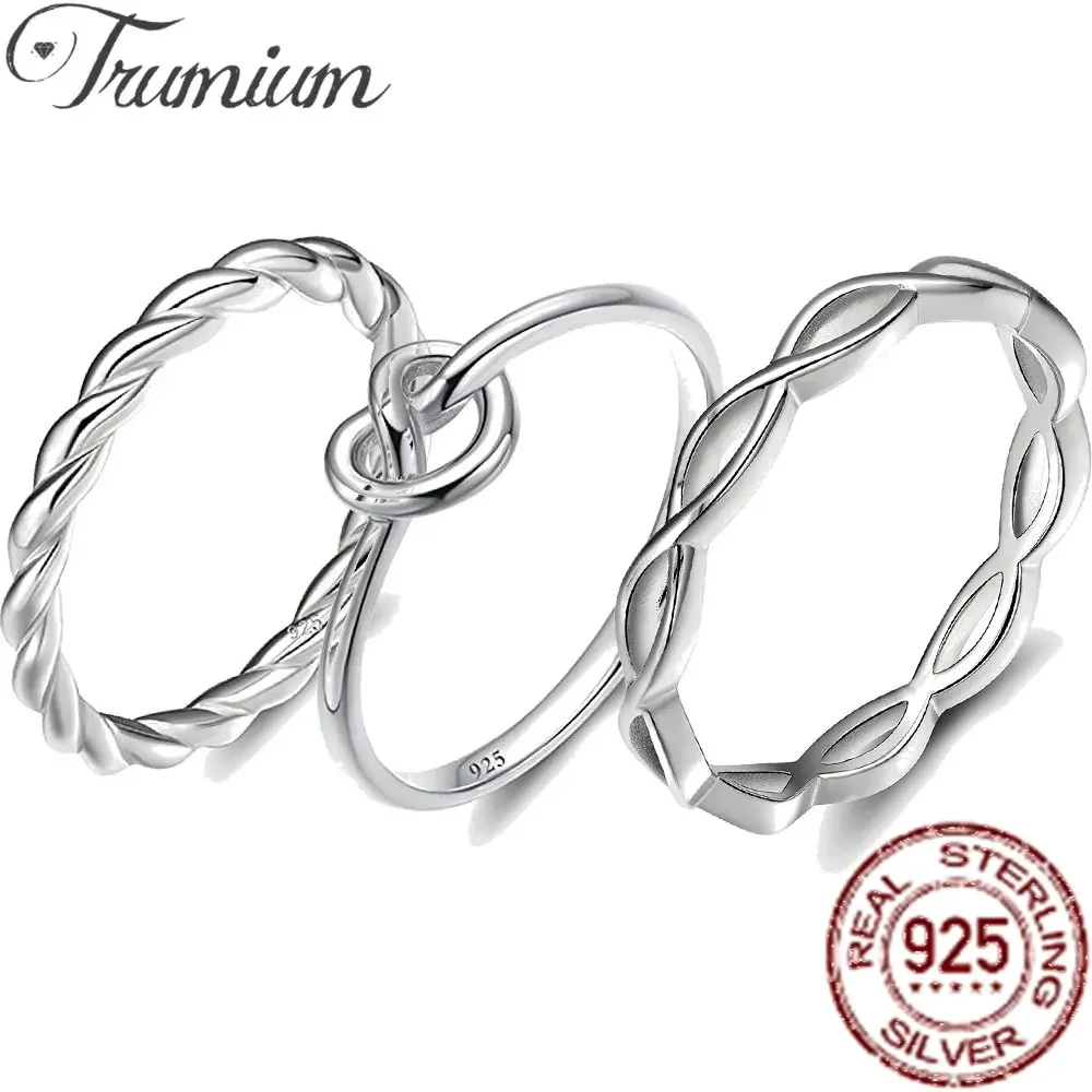 Trumium 925 Sterling Silver Ring Celtic Knot Simple Criss Cross Infinity Wedding Band for Women Jewelry Size 3-12 Rings in Bulk