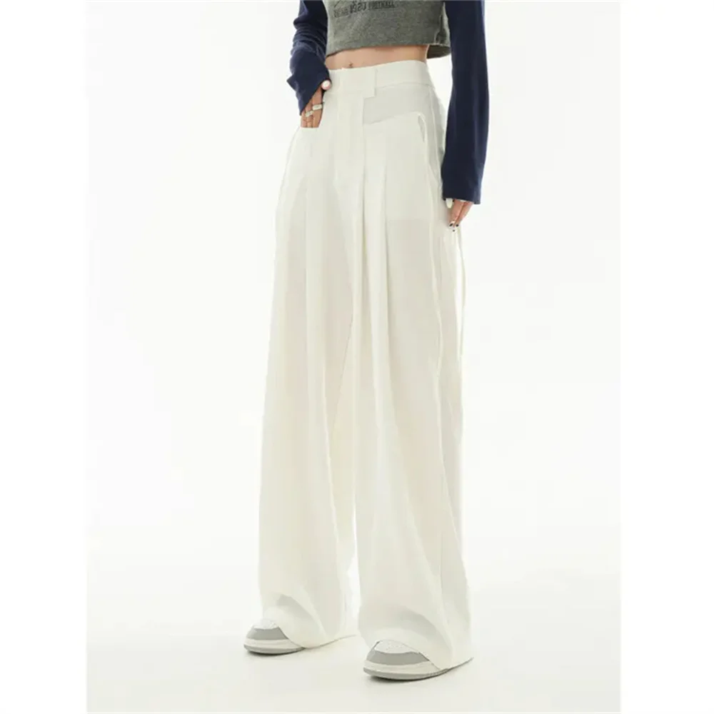 

Female Hong Kong Flavor Brown Wide-leg Suit Pants Women 2023 Spring And Autumn New Loose Straight Hanging Casual Mop Pants Trend