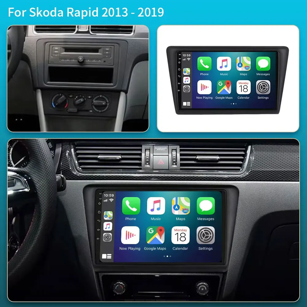 أندرويد 15 Carplay راديو السيارة لشركة فولكس فاجن سكودا رابيد 2013 2014 2015 2016 2017 2018 2019 مقعد توليدو 2015 - 2018 نظام تحديد المواقع ستيريو الوسائط المتعددة #2
