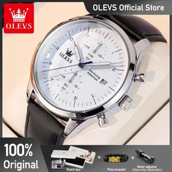OLEVS 2880 Mens Watch Original Top Brand Chronograph Quartz Wristwatch Waterproof Luminous Reloj Date Male Casual Watch For Men