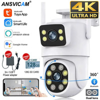 ANSVICAM 4K 8MP Tuya Dual Lens PTZ WIFI Camera Full HD Dual Screen Ai Human Auto Tracking Outdoor 4MP Security Video Camera