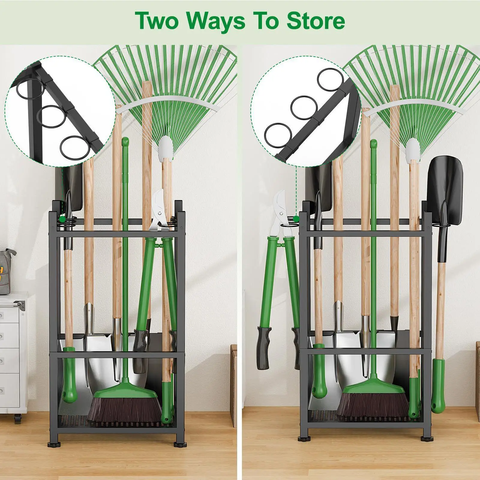 

Garden Tool Organizer Storage Rack Multi-functional Hanger Mop Broom Holder Yard Tool Hangers for Shovels Yard Tools Garage