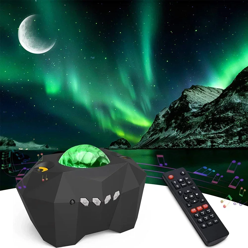 Projetor Aurora Star Light com controle remoto, lua, luzes noturnas de galáxia, lâmpada de céu, lâmpadas de projeção Bluetooth, presente para crianças