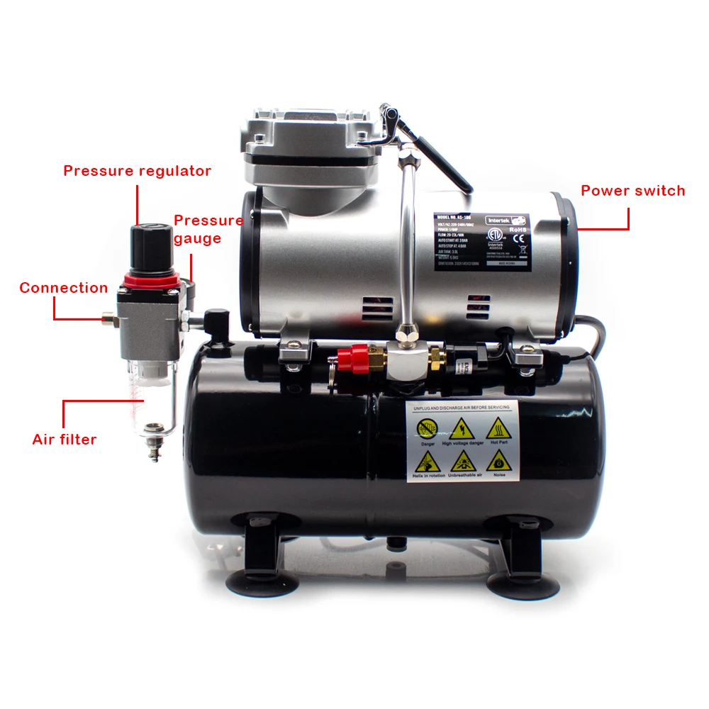 AS-186 Air Compressor Adjustable Household Mini Small Oil Free Air Compression Pump With Pressure Switch Safety Valve