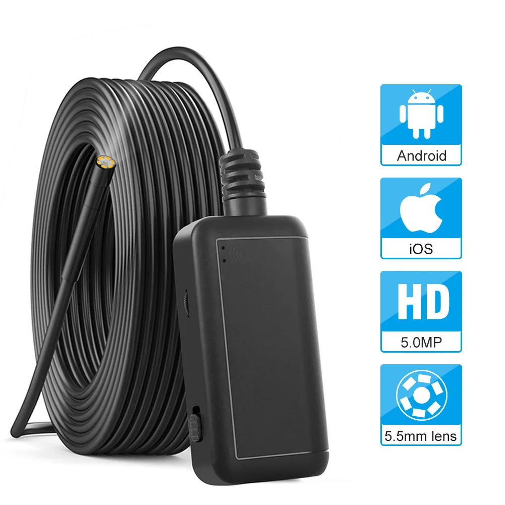 

DDCAMERA Wifi Endoscope 1080P 5.5MM Wi-Fi Industrial Borescope with 6 LED Waterproof IP67 Inspection Camera for Android IOS
