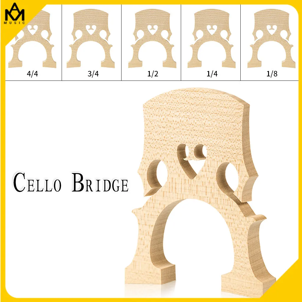 

Elementary Maple Cello Bridge For Practice Use 4/4 3/4 1/2 1/4 1/8