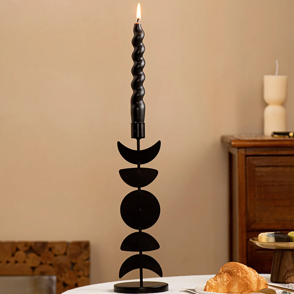 Iron Candle Holder Featuring Sun and Moon Motif Candlestick for Creating a Warm and Inviting   Iron Candle Holder