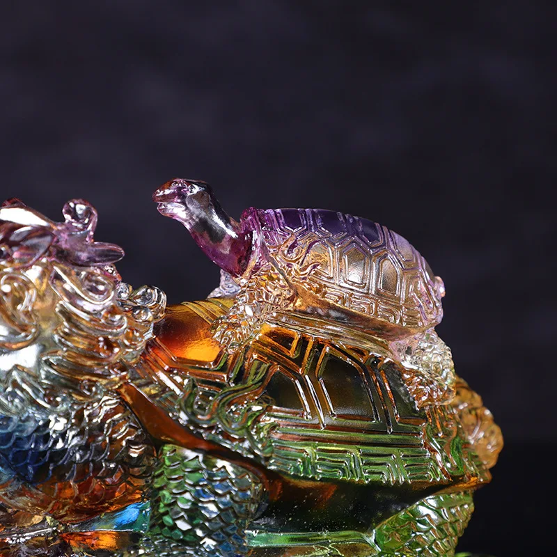 Glass Wealth-Attracting Pixiu Dragon Turtle Ornament Craft Living Room Decoration House Move New Home Gift Wanfo Wall