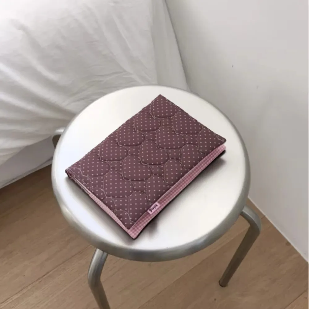 Ins Quilted Cotton A5 Book Cover Dopamine Polka Dot Pattern Bookcase Protector Washable Notebook Sleeve Students Stationery