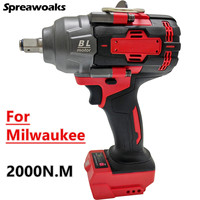 For Milwaukee 18V Battery Impact Wrench 2000Nm High Torque Brushless Driver Gun 1/2\