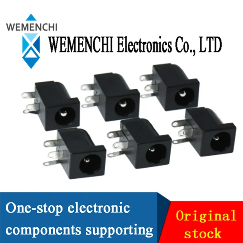 10PCS/Lot DC-005 Black DC Power Jack Socket Connector DC005 5.5*2.1mm 5.5*2.5 2.1 socket Round the needle