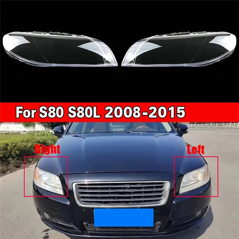 

1Pair Left&Right Car Headlight Lens Cover For Volvo S80 S80L 2008-2015 Front Headlamp Lampshade Lamp Shell Cover Clear