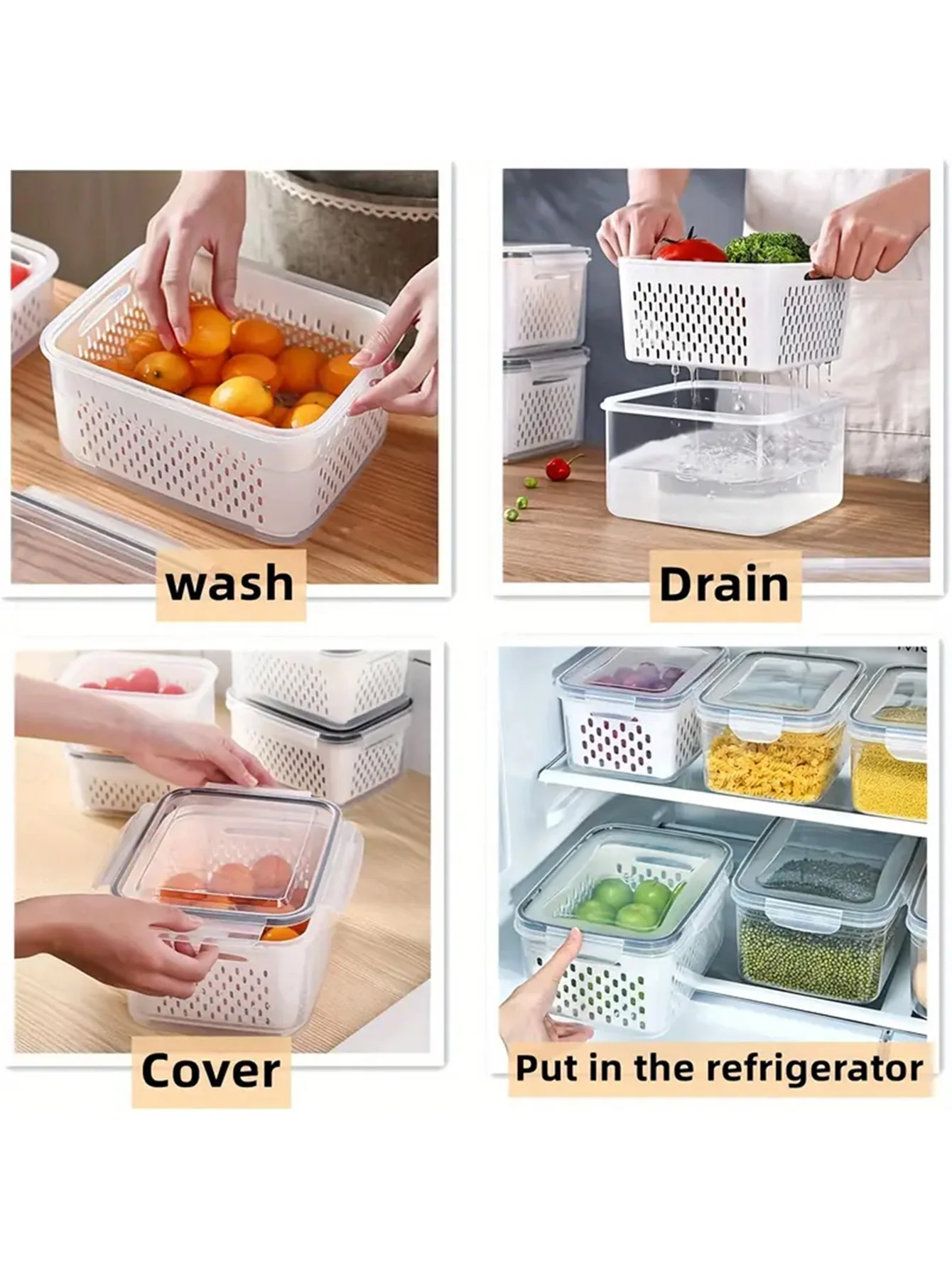 6 قطع من حاويات تخزين الطعام الفاخرة - مقاومة للتسرب، وقابلة لإعادة الاستخدام، وقابلة للتكديس، ومحمولة - مثالية للحوم والفواكه والخضروات،