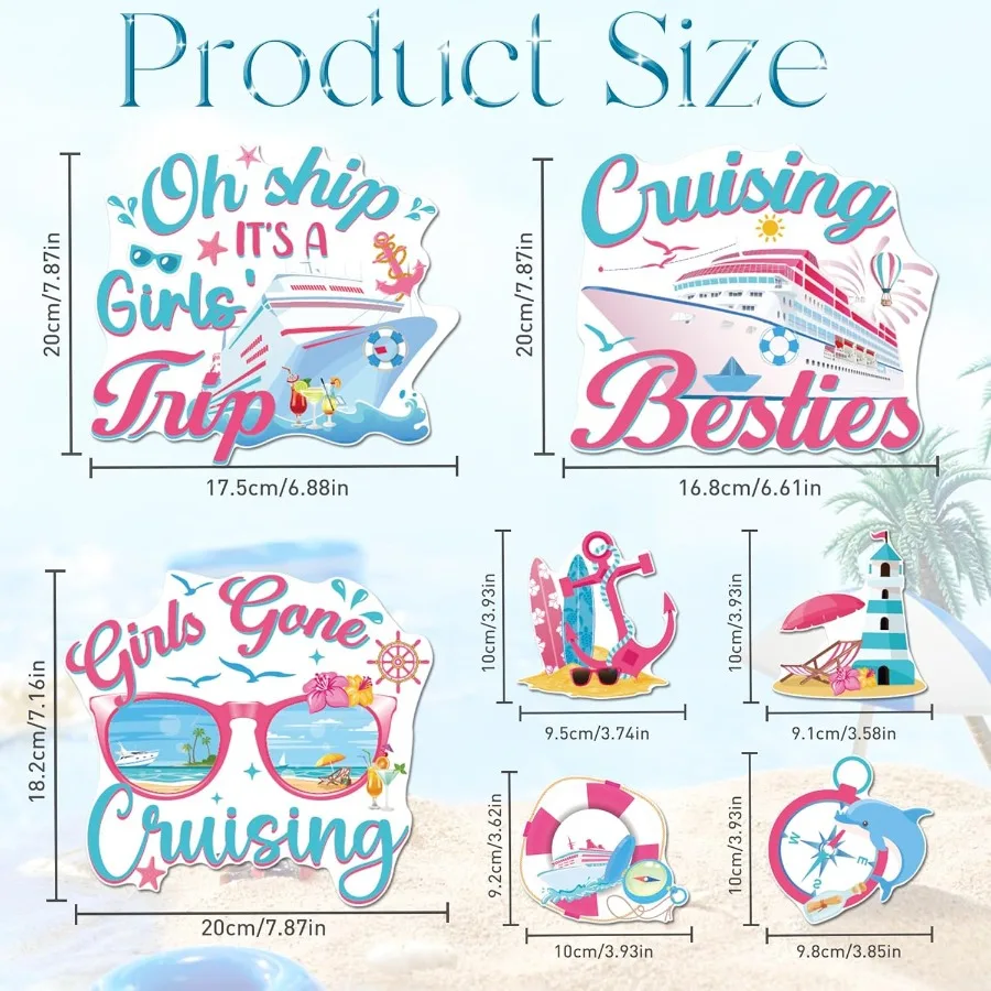 زينة باب الرحلة المغناطيسية 7 قطعة رحلة الفتيات كروز باب المغناطيس أوه السفينة إنها رحلة الفتاة مضحك المغناطيسي كابينة السفينة تسجيل