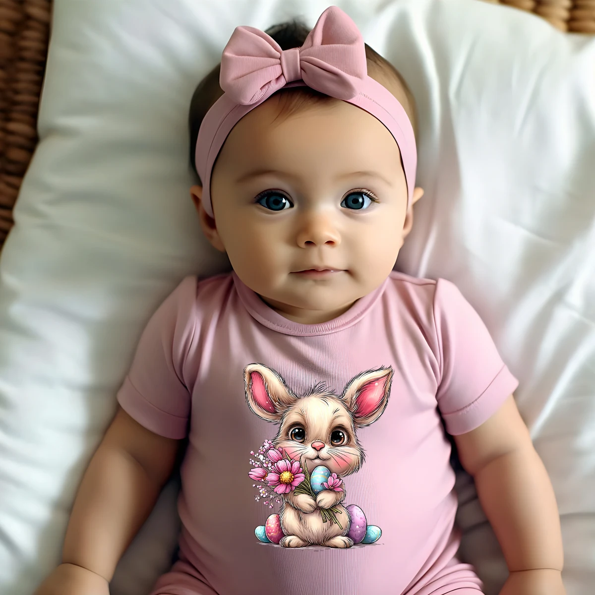 

Боди из 100% хлопка с ретро-цветочным принтом и изображением веселого пасхального кролика, удобная одежда для малышей, комбинезон для новорожденных от 0 до 12 месяцев