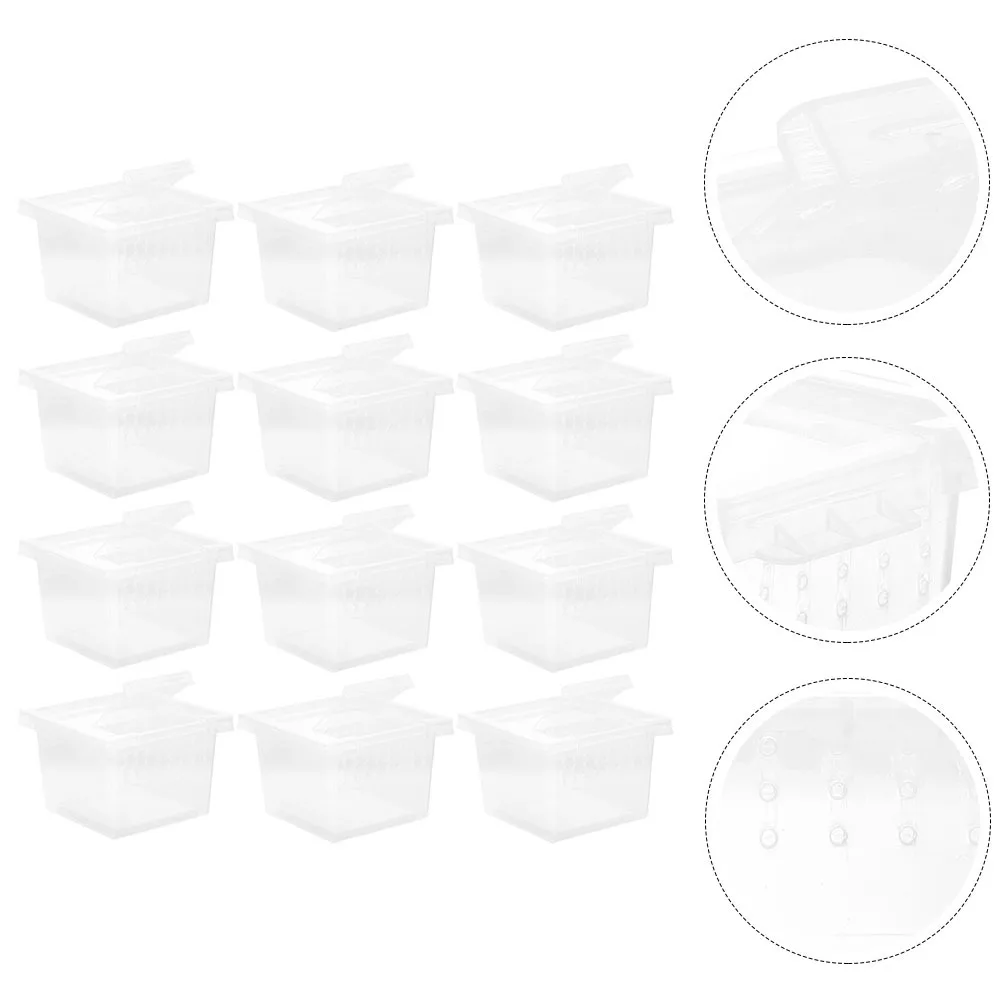 

12pcs Insect Feeding Container Transparent Reptile Box For Spiders Lizards Snakes Frogs Crickets Multi-Function Ventilative