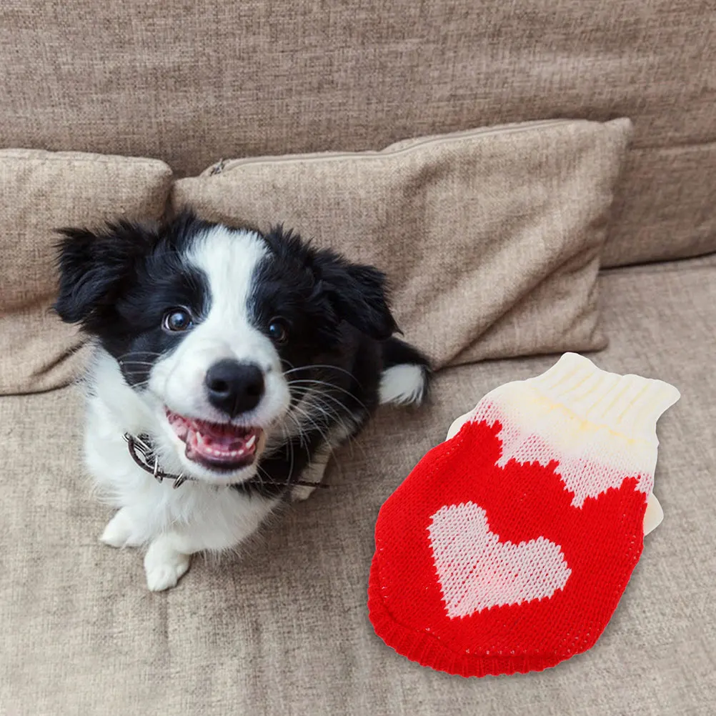 

Pet Sweaters Knitted Collar Multicolor Warm Winter Cat Dog Sweaters Valentine's Day Puppy Heart Holiday Clothes