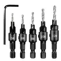 Countersink Drill bit set Drill HSS Tool Woodworking 5/6/8/10/12# Bit Black Change Hex High quality 2019 5Pcs/Set