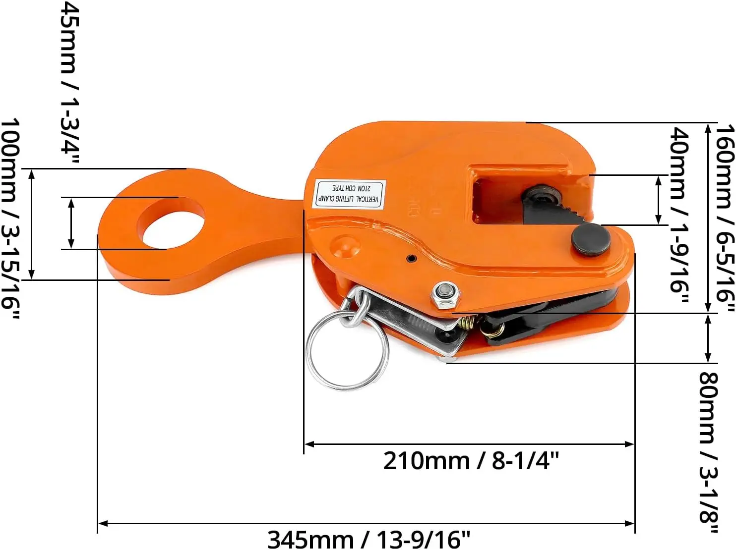 2-Ton Heavy Duty Vertical Plate Lifting Clamp, 4400 lbs Capacity for Welding and Building