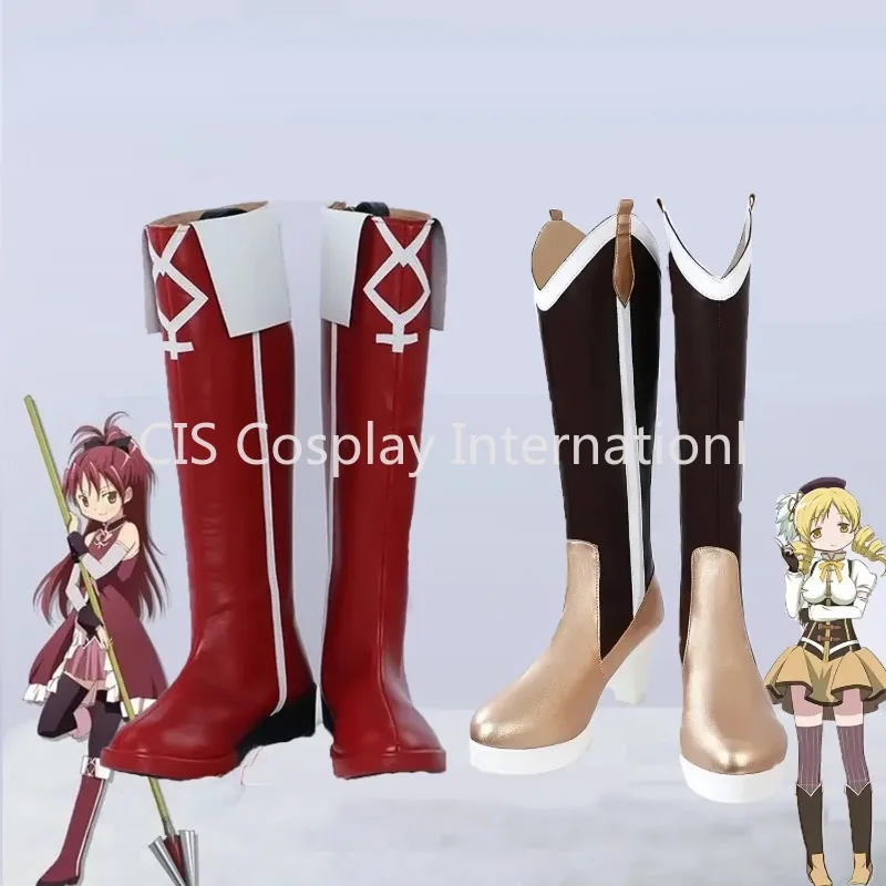 CIS Tomoe Mami /Sakura Kyoko Cosplay Boots Anime Puella Magi Madoka Magica Cosplay Tomoe Mami Cosplay Shoes for Halloween