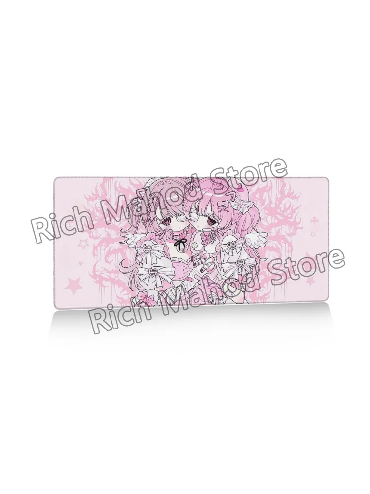 Podkładka pod mysz Anime Cute Angel Girls Podkładka pod mysz do laptopa Gaming Extended Desk Mat PC Kawaii Gamer Cabinet Mousepad XXL Keyboard Rug Pink Carpet — zdjęcie produktu 7