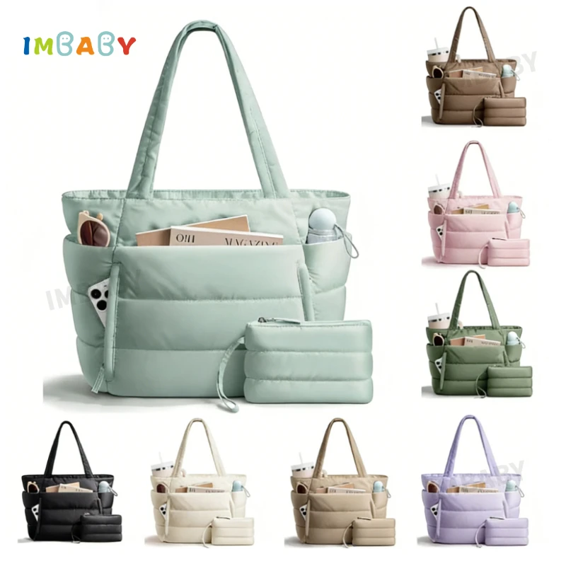 

Padded Diaper Tote Bag | Quilted Maternity Bag with 40oz Tumbler Holder & Laptop Sleeve | Versatile Mom Bag for Work & Baby Care
