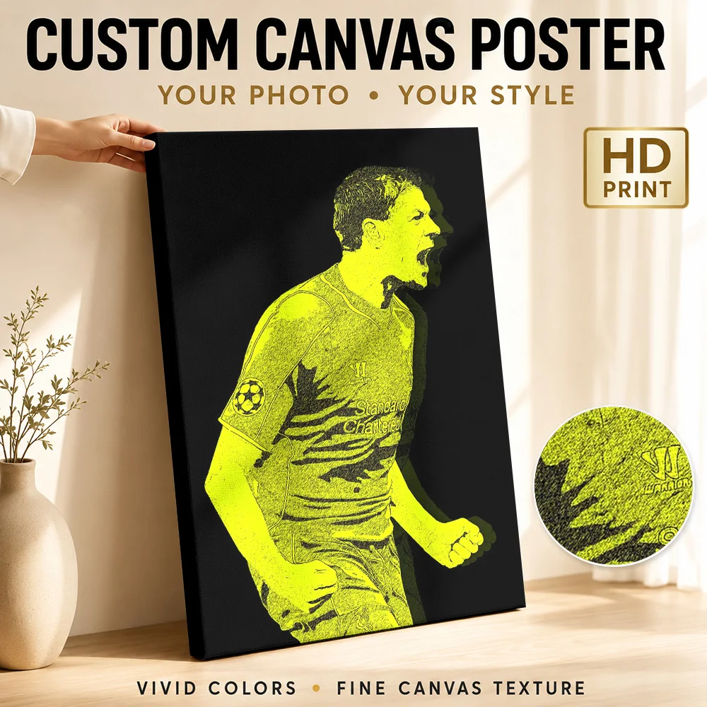 Soccer Player Yelling Canvas Painting Poster Custom Photo Sports Portrait Canvas Wall Art for Office Decor Gift for Collectors