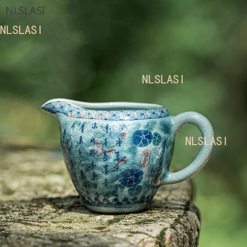 

Traditional Blue and White Porcelain Fair Cup Tea Strainer Ceramic Teaware Filter Set Home Tea Divider Chinese Tea Accessories