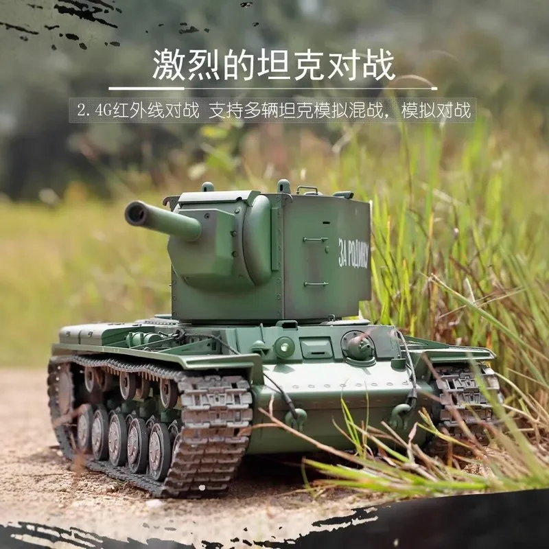 Heng Long 1/16 Soviet KV-2 Heavy RC Tank Metal Track BB Shooting IR Battle 2.4G Military Model Toy for Boys