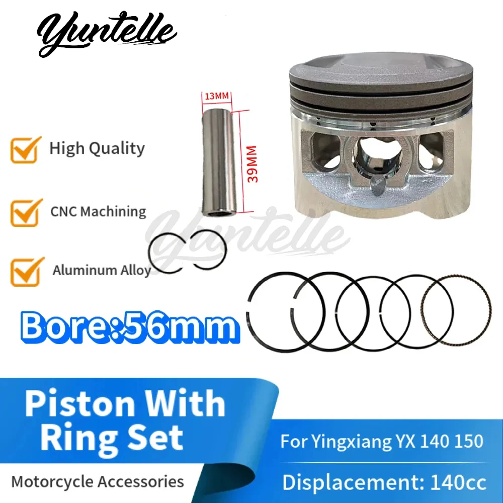 56mm Bore Engine Piston With Ring Kit For Yingxiang YX140 YX150 TK140 TK149 ZS140 140cc Pit Dirt Motorcycle Accessories Pin 23mm
